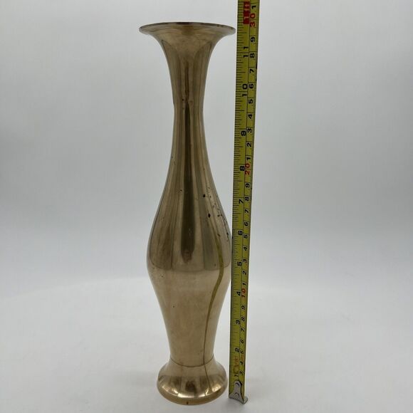 Vintage Handmade In India Solid Brass Vase 11.5" Tall - Picture 11 of 13